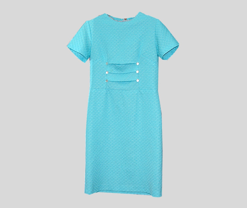 01 Платье женское из голубого кримплена. Англия 1968 г..jpg