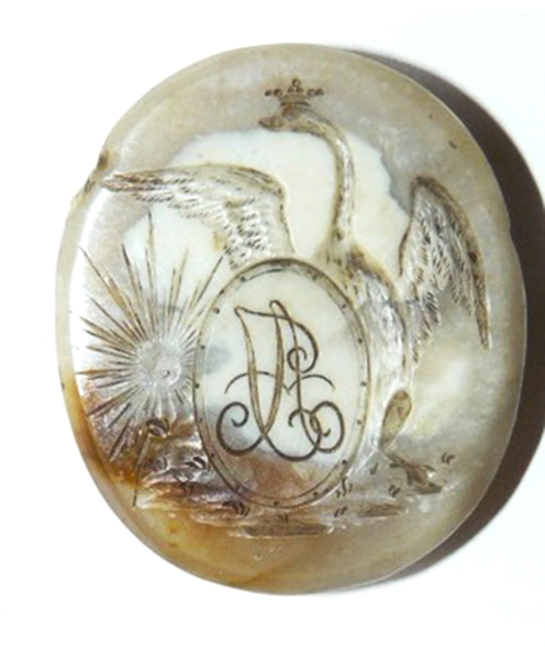 Халцедон серый овальный шлифованный. Печать с изображением лебедя. 1911 г..jpeg