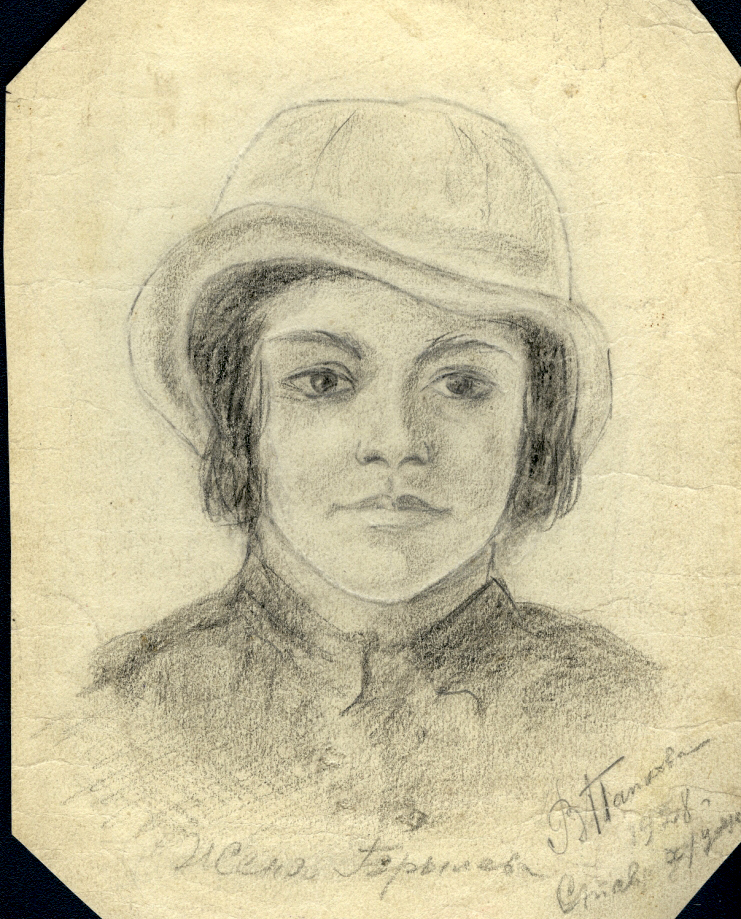 Попкова В.М. Женя Брылева. Бумага карандаш. 1928 г..jpg