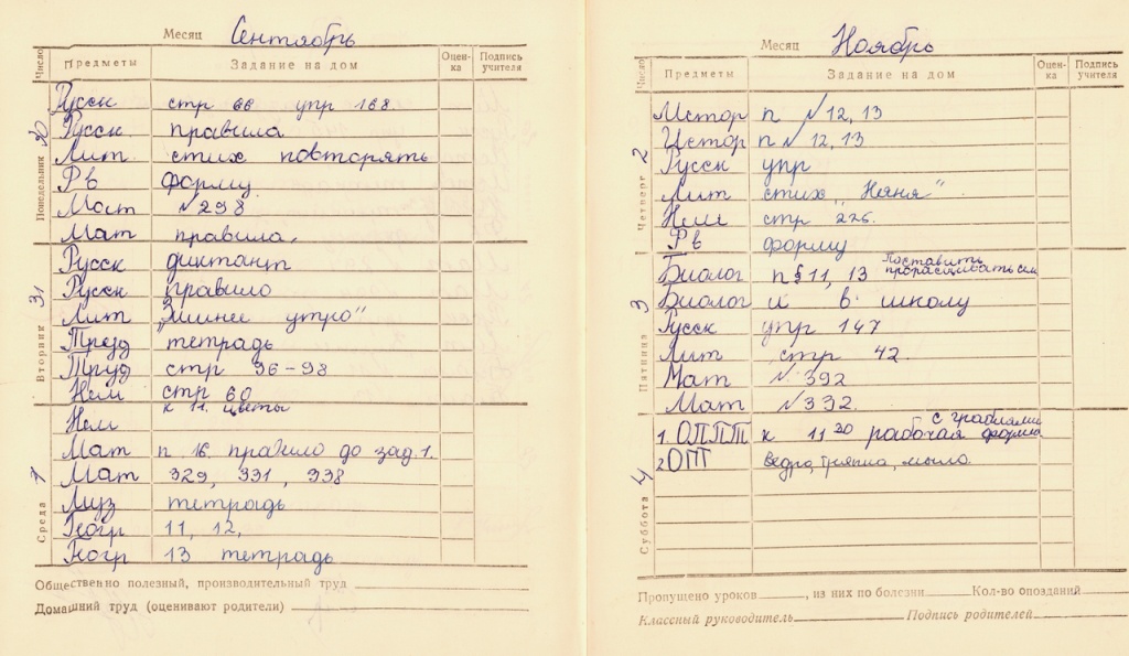 1. Страница школьного дневника. Село Донское Ставропольского края. 1989 г..JPG