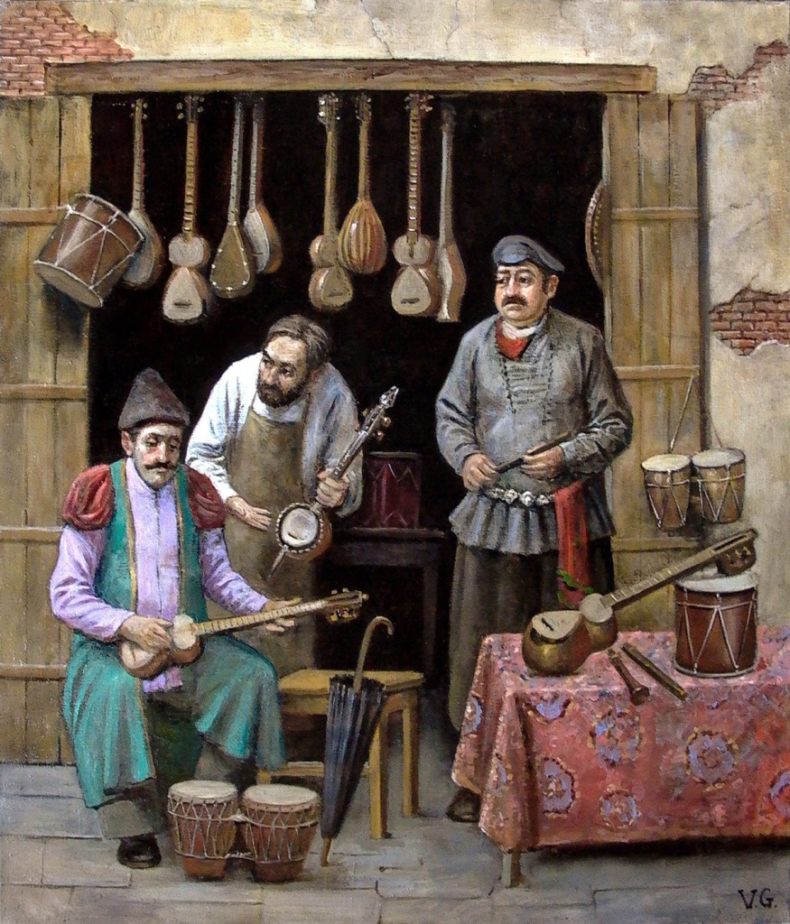 Лавка музыкальных инструментов в Тифлисе. Художник Джованни Вепхвадзе Тбилиси 2011 г..jpg